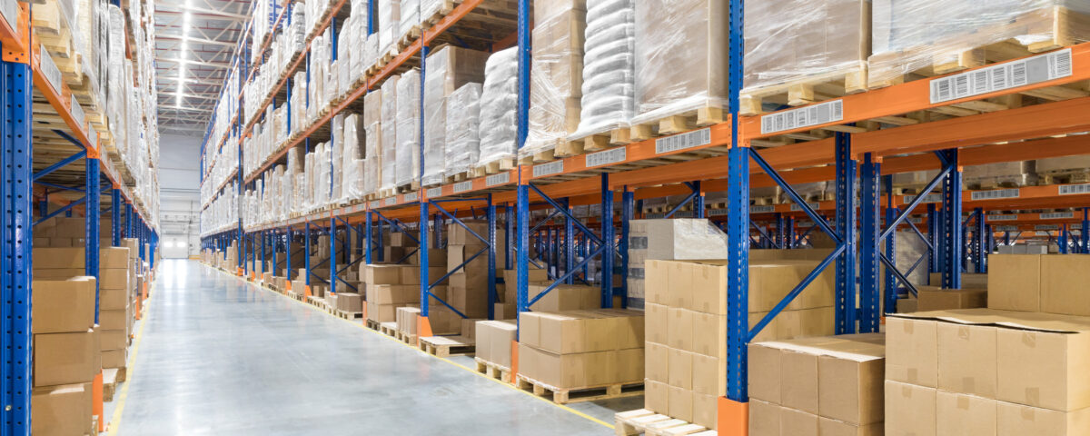 Big distribution warehouse. Interior.