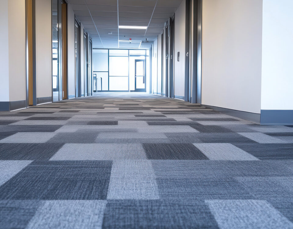 Modern Office Corridor: Geometric Carpet Design
