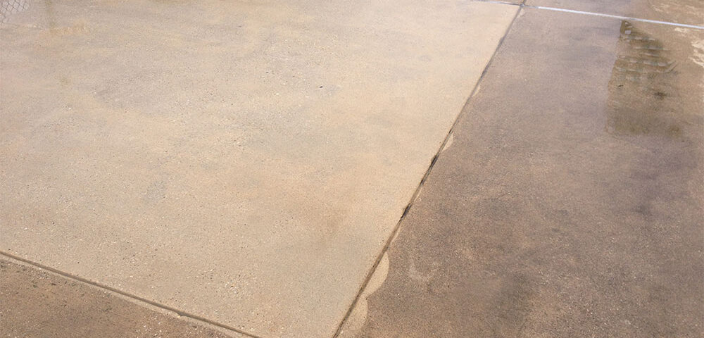 Steam Pressure Washing Pool Deck During