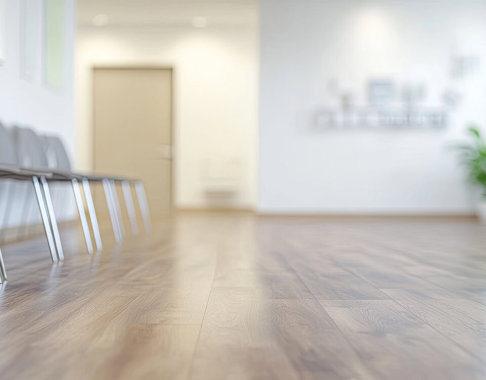 Empty waiting room with modern chairs